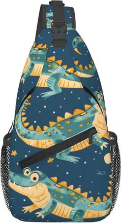 Generic Cartoon Blue Crocodile Shoulder Bag Breathable Cross Body Bag Adjustable Backpack For Cycling Outdoors Camping