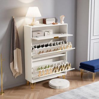 OEM Mueble Para Zapatos - Armario Para Zapatos - 3 Puertas - Madera (paneles) - Blanco
