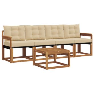 vidaXL Conjunto De Sof&aacute;s De Exterior Con Coj&iacute;n 5 Pcs Natural Y Beige Vidaxl