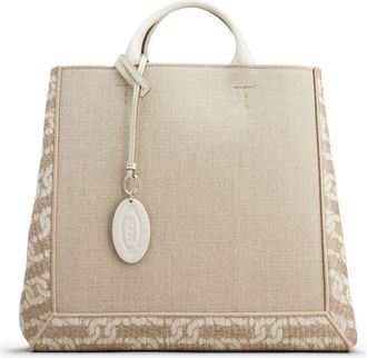 Tod's large Shopping tote bag - women - Canvas/Linen/Flax/Polyurethane/CALFSKIN/Polyamide - One Size - Neutrals