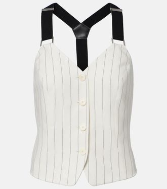 Ralph Lauren Collection Donnella pinstriped cotton, linen and wool bustier top