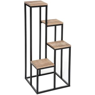 Atmosphera Atmosphera - Supporto per piante con 4 vassoi in metallo e pino h88cm créateur dintérieur