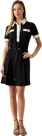 Guess Kleedjes, Dames, Zwart, L, SS Claudie Polo Flare Jurk