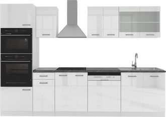 Vicco Mueble De Cocina R-line, Blanco Alto Brillo/blanco, 300 Cm Con Armario Alto, Et Antracita