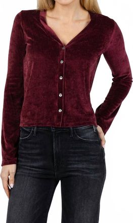 Goldie London Velour Crush Cardigan In Bordeaux