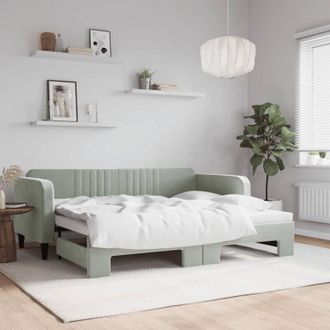 vidaXL Sof&aacute; Cama Nido Terciopelo Gris Claro 90x200 Cm Vidaxl