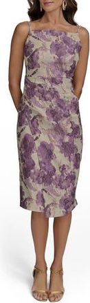 DKNY Floral Metallic Jacquard Midi Dress in Wisteria M at Nordstrom Rack, Size 14