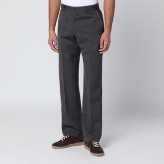 Pantaloni Torino Brown striped wool trousers