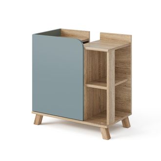 Vicco Mueble Bajo Lavabo Karen, Gris Azulado, 60 X 65 Cm Con Puerta Y Compartimentos Abiertos