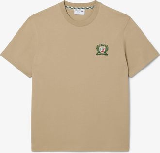 Lacoste Heren Frans Geborduurd T-shirt (Beige)
