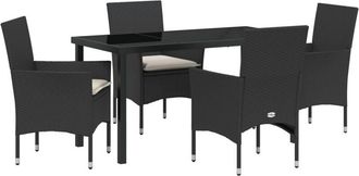 vidaXL Garden Dining Set with Cushion 5 pcs Black Poly rattan Vidaxl