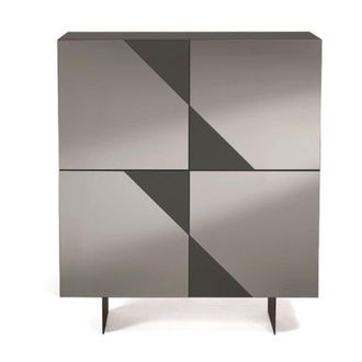 Capodarte Madia credenza 4 ante in vetro specchio Fum cassa Antracite arte 120 con 2 piedini