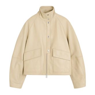 By Malene Birger Suzanne Leren Jas - Dames - Jassen - Beige - Maat: M Leer