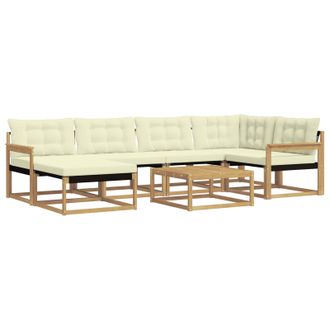 vidaXL Conjunto De Sof&aacute;s De Exterior 7 Pcs Blanco Y Crema Vidaxl