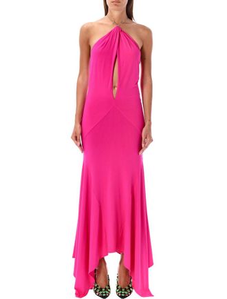 The Attico Pink Chain-link Detail Maxi Dress