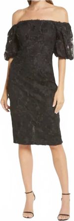 Xscape Off-Shoulder 3D Floral Lace Sheath Cocktail Dress In Black