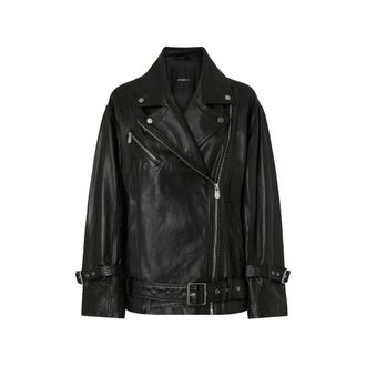 Pinko Buckle-belted Leather Jacket