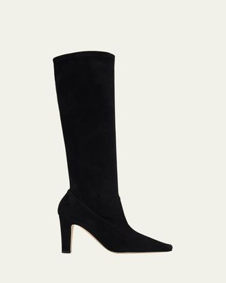 Manolo Blahnik Pavisco Suede Knee-High Boots