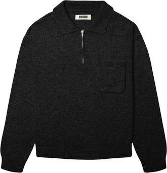 Woodbird WBKang 1/2 Zip Polo - Knitwear - Hombre - Negro - XL
