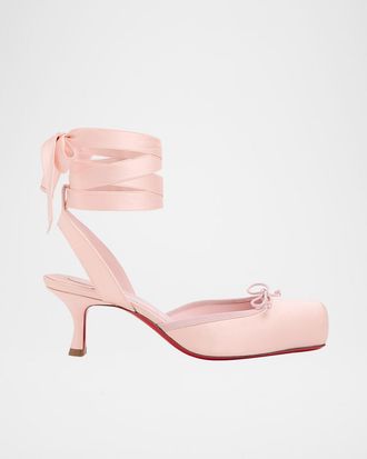 Christian Louboutin 55mm Cassia Lace-Up Satin Ballet Pumps