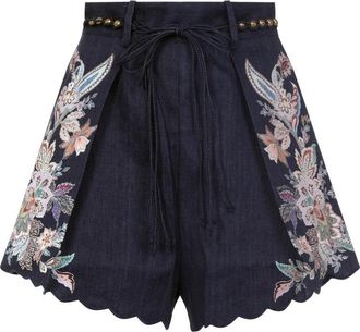 Zimmermann Multicolour High-Waisted Bermudas With Scalloped Hem