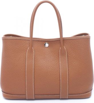Herm&egrave;s Brown Negonda Leather Handbag Tote Bag (Pre-Owned)