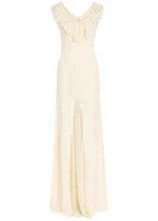 Aya Muse Rowan Ruffled Fine-knit Maxi Dress - White - S (UK8-10 / S)