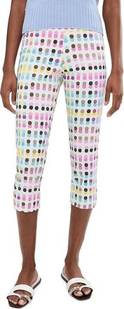 Krazy Larry Pull-On Crop Pants Tummy Control Womens Clothing Blue Dots : 10 22, Nylon/Rayon/Spandex