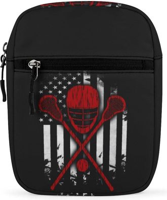 Generic Lacrosse American Flag(1) Crossbody Bag Adjustable Satchel Cute Shoulder Bag Lightweight Sling Bags