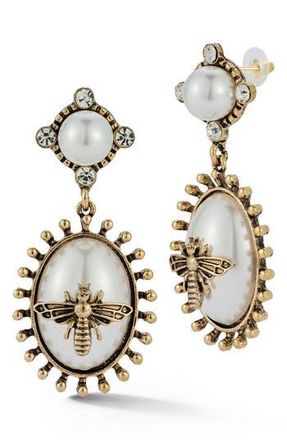 Sphera Milano Faux Pearl Bee Oval Drop Earrings in Gold/white at Nordstrom Rack