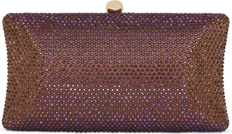 Badgley Mischka Nia Fully Crystal Beveled Minaudiere in Brown at Nordstrom, Size Small