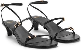 Mango Strappy Kitten Heel Sandal in Black at Nordstrom, Size 6.5Us
