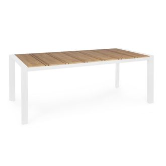 Konte Design Mesa de jard&iacute;n con tablero color teca y estructura de aluminio