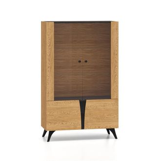 Petits Meubles Vajillero 4 puertas paneles mdf madera y negro