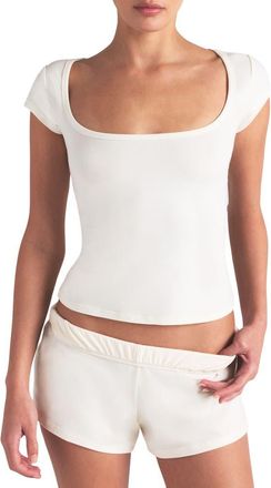 SKIMS Scoop Neck Cotton Blend Jersey T-Shirt in Marble at Nordstrom, Size X-Small