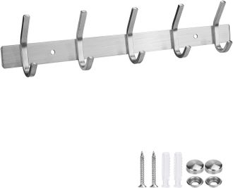 OEM Perchero De Pared Autoadhesivo De Acero Inoxidable Con 5 Ganchos, Apto Para Ba&ntilde;os Y Cocinas