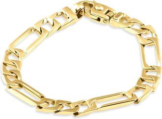 Pompeii3 Mens Figaro 14k Gold (31gram) or Platinum (51gram) 9mm Link Bracelet 8.25