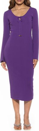 Alexia Admor Akari Tie Front Knit Midi Dress in Plum at Nordstrom Rack, Size X-Small