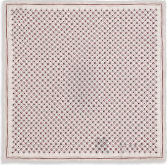 Brunello Cucinelli Mens Silk Pochette With Geometric Pattern Ciliegia Scarf Scarfs