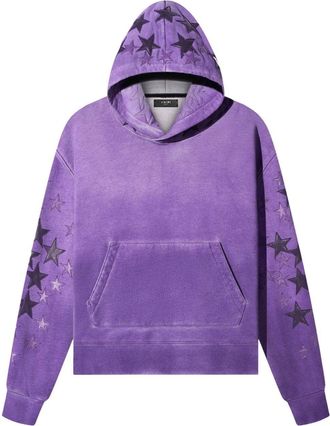 Amiri star-patch spray-paint-effect hoodie - men - Supima Cotton - XXXL - Purple