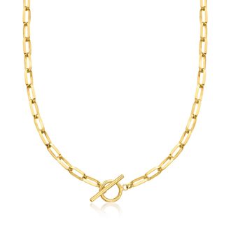 Ross-Simons 18kt Gold Over Sterling Paper Clip Link Toggle Necklace