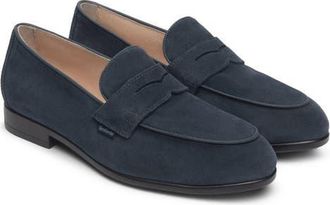 Nero Giardini Suede Slip-On Penny Loafer in Navy at Nordstrom, Size 10-10.5Us