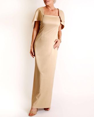 Camilyn Beth The Flora Gown In Champagne Peau De Soie