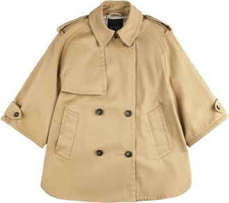 Fay Boxy Brown Trench Elbow-Length Sleeve Jacket