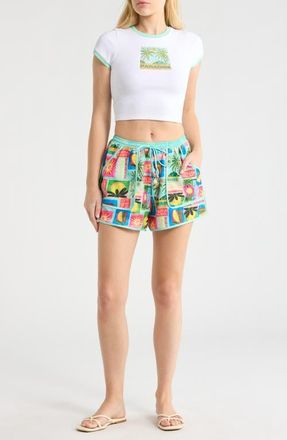 Kulani Kinis Essentials Print Cover-Up Shorts in Ocean Honey at Nordstrom, Size X-Small