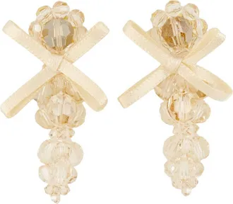 Simone Rocha Womens Petite Bow Earrings Crystal Yellow Others Jewelry-Watches