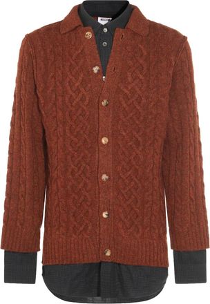 Moschino Cardigan in maglia a trecce con bottoni - Marrone