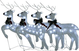 vidaXL Renos De Navidad 4 Unidades 80 Led Blanco Vidaxl