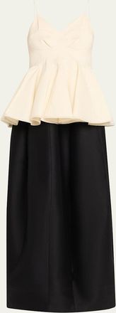 Ashlyn Amell Persimmon Wool-Taffeta Peplum Maxi Dress