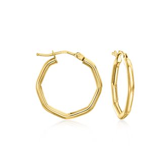 Ross-Simons Italian 14kt Yellow Gold Octagonal Hoop Earrings